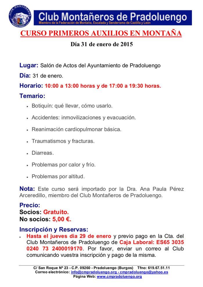 Cartel curso primeros auxilios