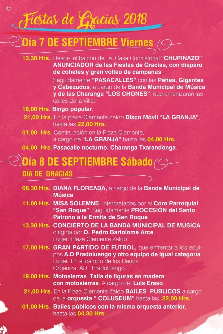 Pradoluengo, Fiestas Patronales 2018