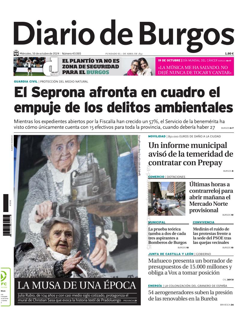 JULIA RUBIO "LA MUSA DE UNA ÉPOCA" - EN EL DIARIO DE BURGOS